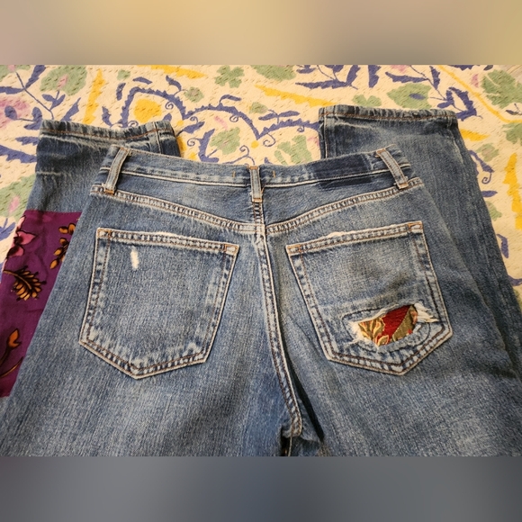 Free People Embellished Patchwork Luxe Boyfriend Jeans Size 25 - Picture 13 of 14